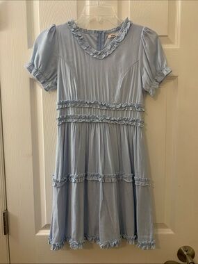miami Light Blue Ruffle Tiered Dress for Kids